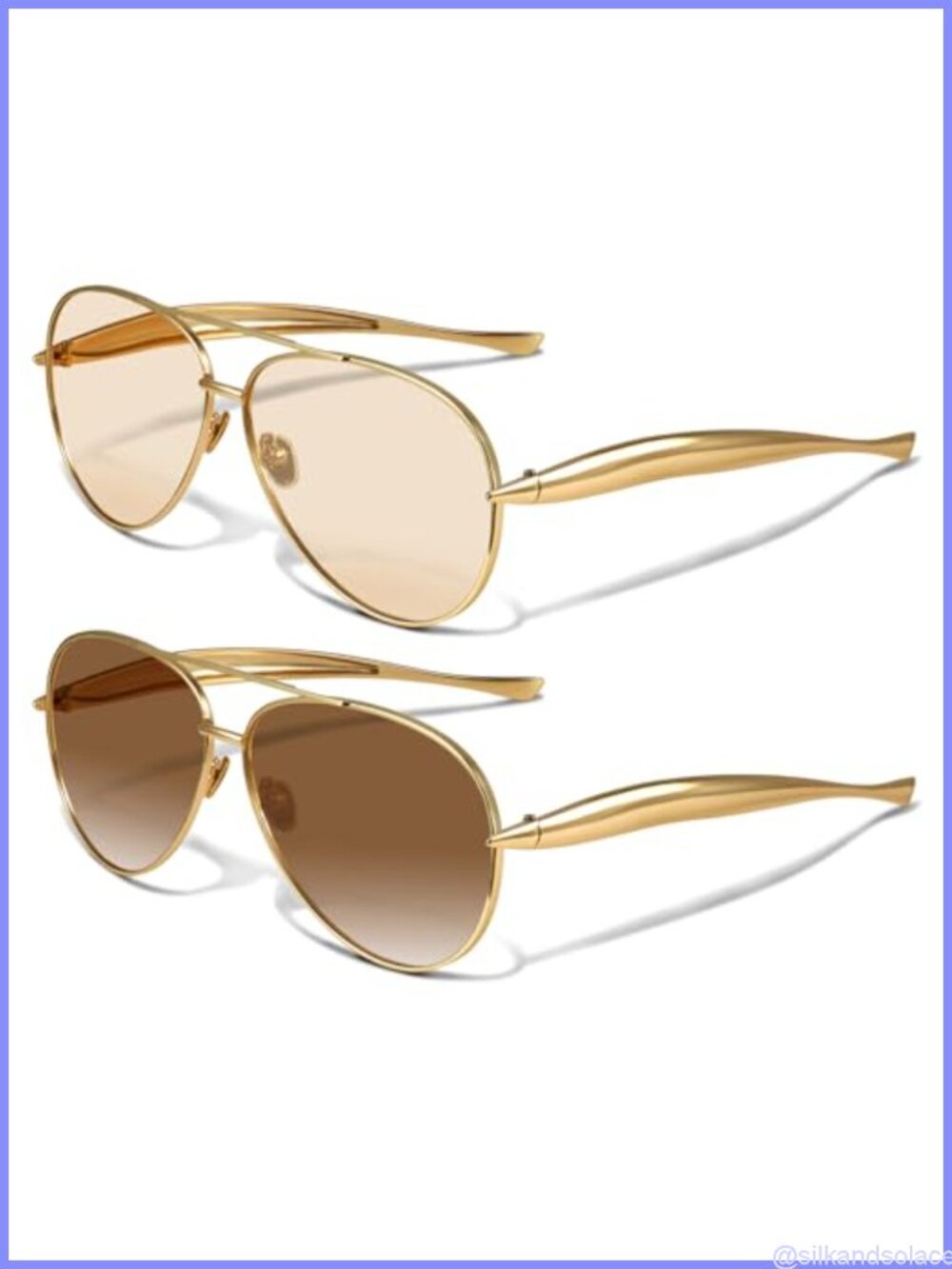 Oversized Retro Aviator Sunglasses Metal Frame UV Protection Unisex